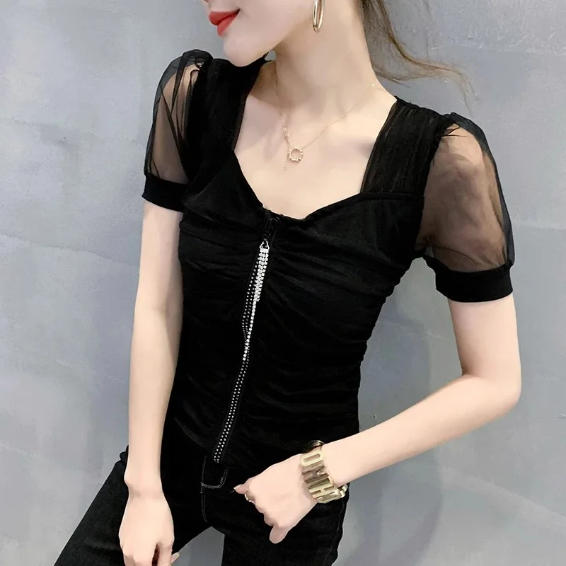 

T-Shirt Women black Short Sleeves Shirt 100% Cotton Awesome Femme Summer Top