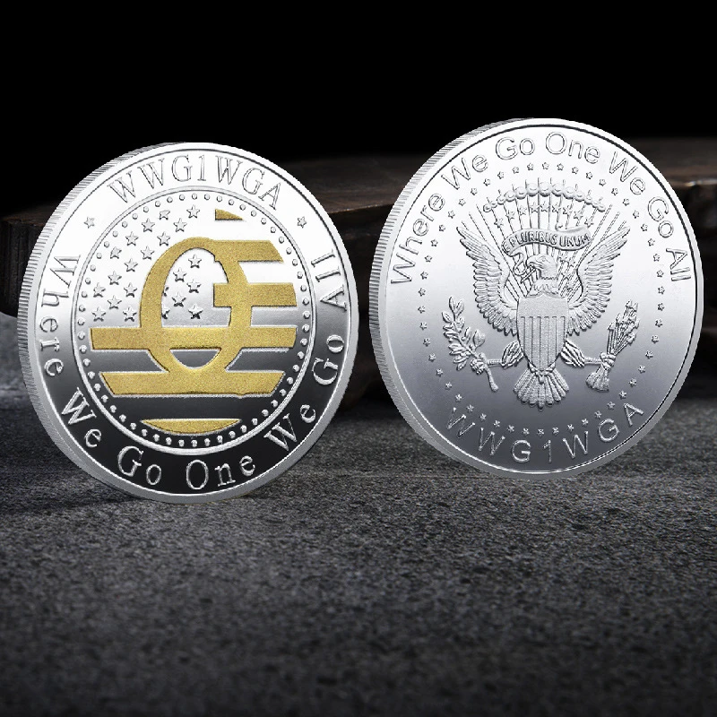 

1pcs Iron American Commemorative Coins Where We Go One We Go All American Q Coins Silver Coins Collection Souvenirs