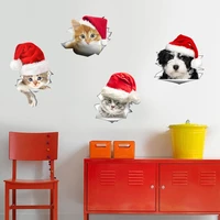 cat christmas happy day window christmas home decorations kitten cartoon wall stickers notebook stickers