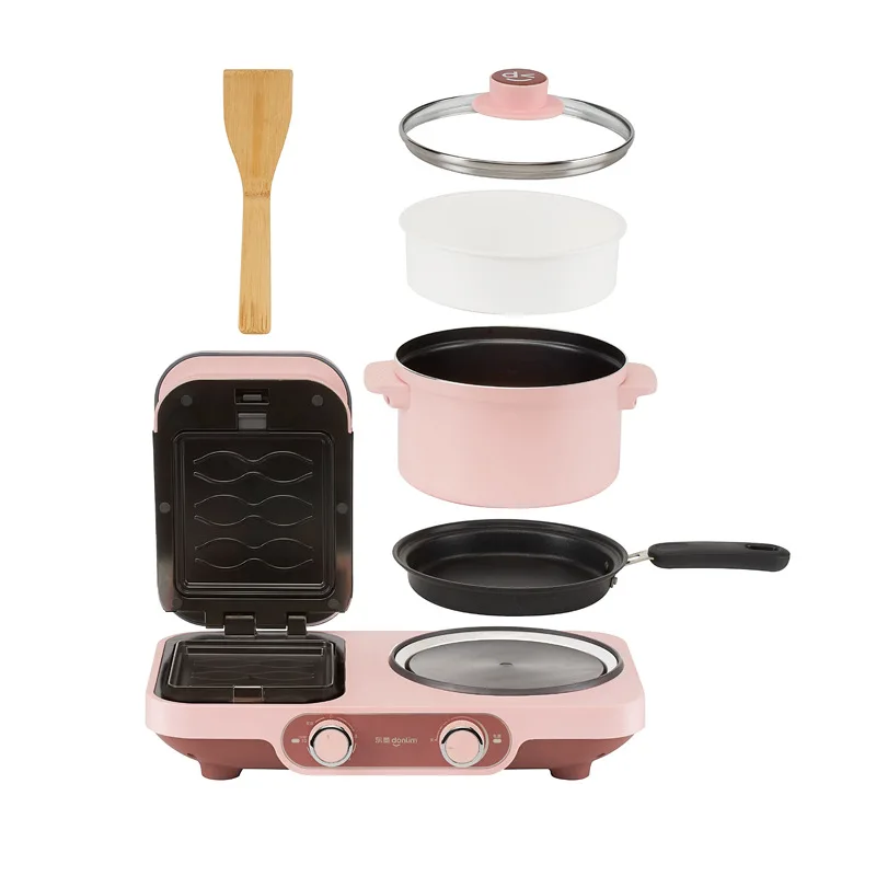 

220V 2L Electric Household Waffle Machine Non-stick Multi Sandwich Maker Frying Pan Multi Cooker Steaming Pot With 5 Plates