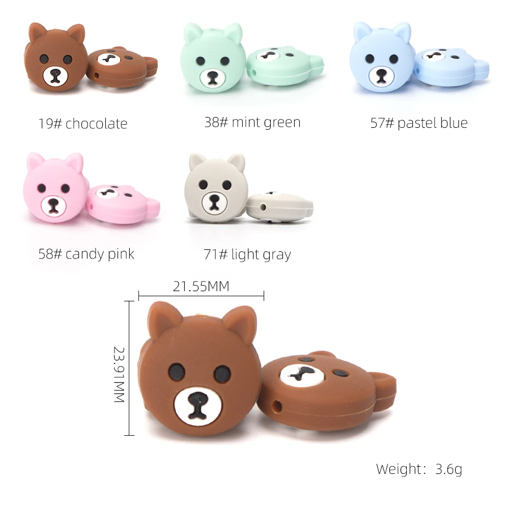 Choose Bear 5 шт медведь божья коровка перле Силиконовые Зубные животные силиконовые бусины Божья коровка прорезывание зубов Уход DIY бисер ребенок прорезывание зубов ожерелье игрушки - Цвет: Choose Bear