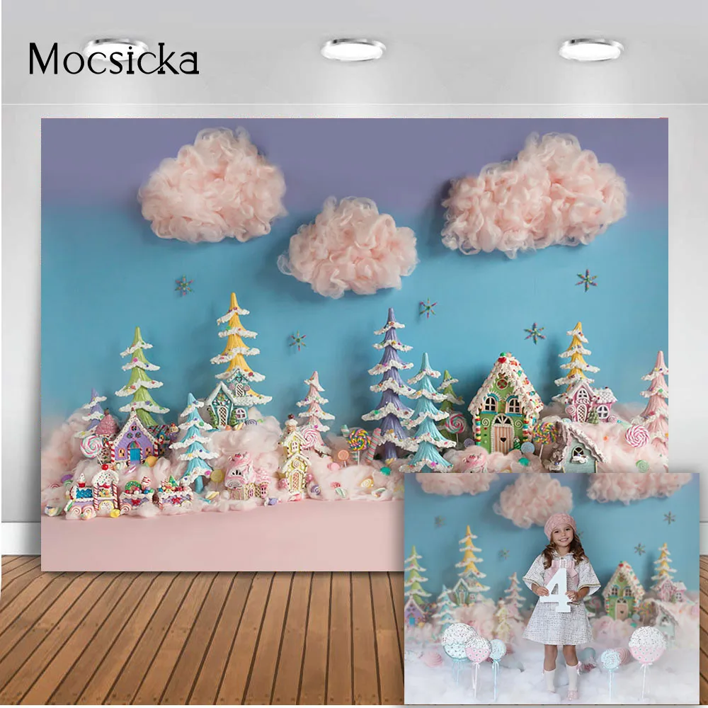 

Фон для фотосъемки новорожденных с изображением торта разбитого дня рождения и голубого неба