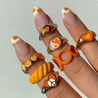 Набор женских колец с сердцем KISS WIFE, корейский оранжевый цвет, разноцветная акриловая цепочка, парные кольца, подарки для путешествий, ювелирные изделия