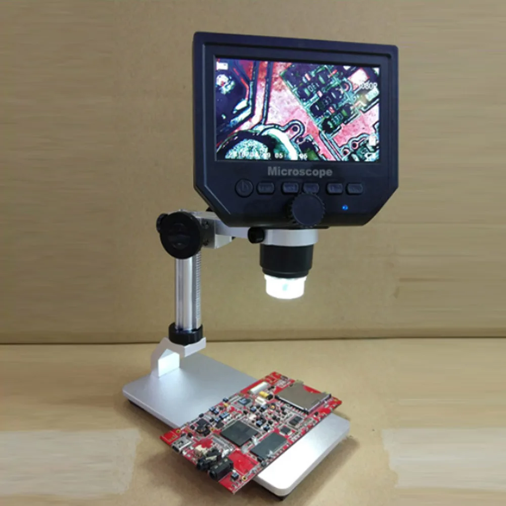 600X Digital Microscope 4.3 Inch HD LCD Soldering Phone Repair Magnifier + Metal Stand Electronic Video | Инструменты