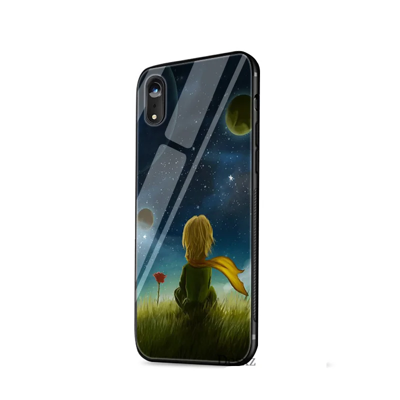 Закаленное стекло чехол Маленький принц противоударный для iPhone X 6 6s 7 8 Plus XS XR Max 5 5S