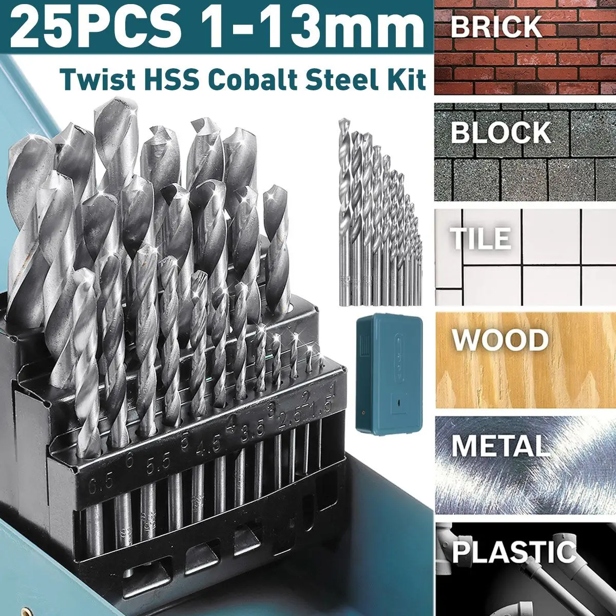 

25pcs 1-13mm Multifunction Drill Bits Set HSS Twist Drill Bit Ceramic Wall Tile Marble Glass Punching Hole Saw Drilling Tools