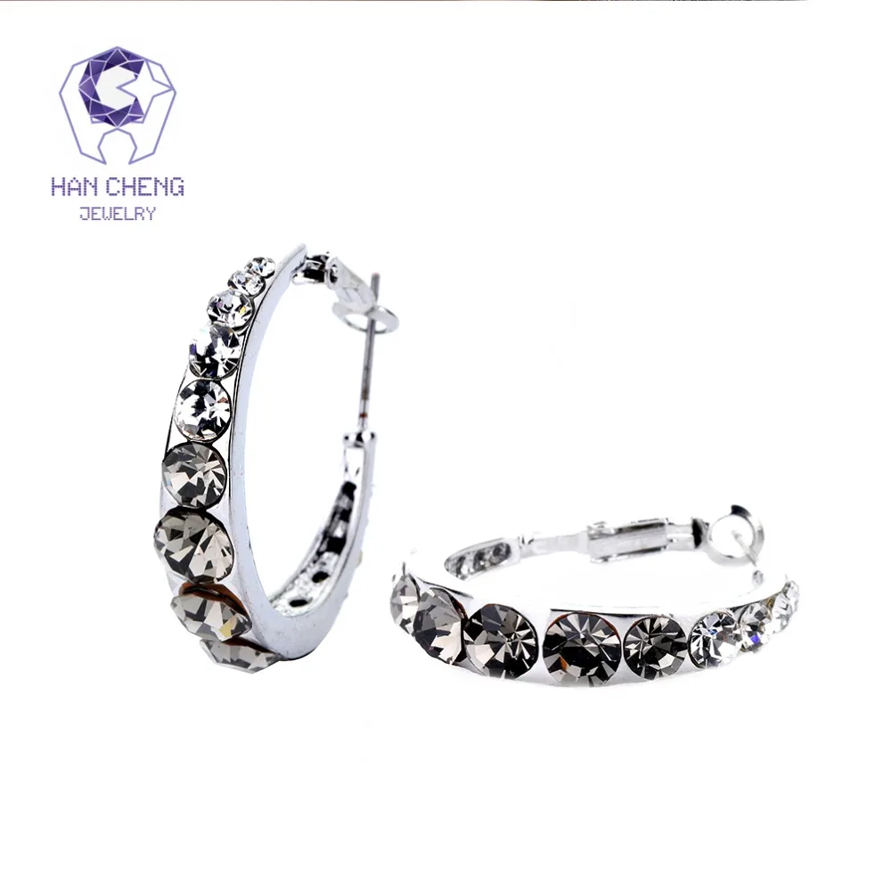 Новые модные очаровательные большие круглые серьги-кольца HanCheng с драгоценным