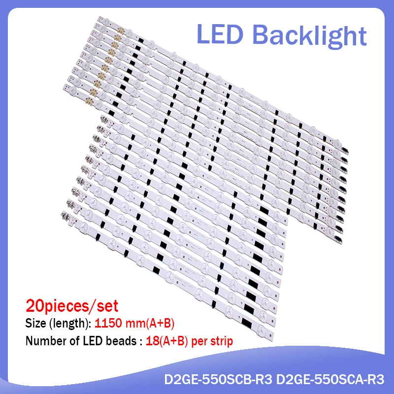 (New Kit)20 PCS/set LED backlight strip D2GE-550SCB-R3 D2GE-550SCA-R3 for samsung UA55F6400AJ 2013SVS55F R 7 L 11 25312A 25313A