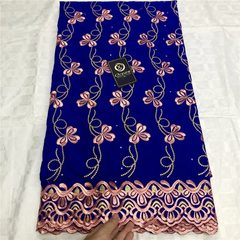 Королевский синий цвет нигерийская африканская кружевная ткань высокого
