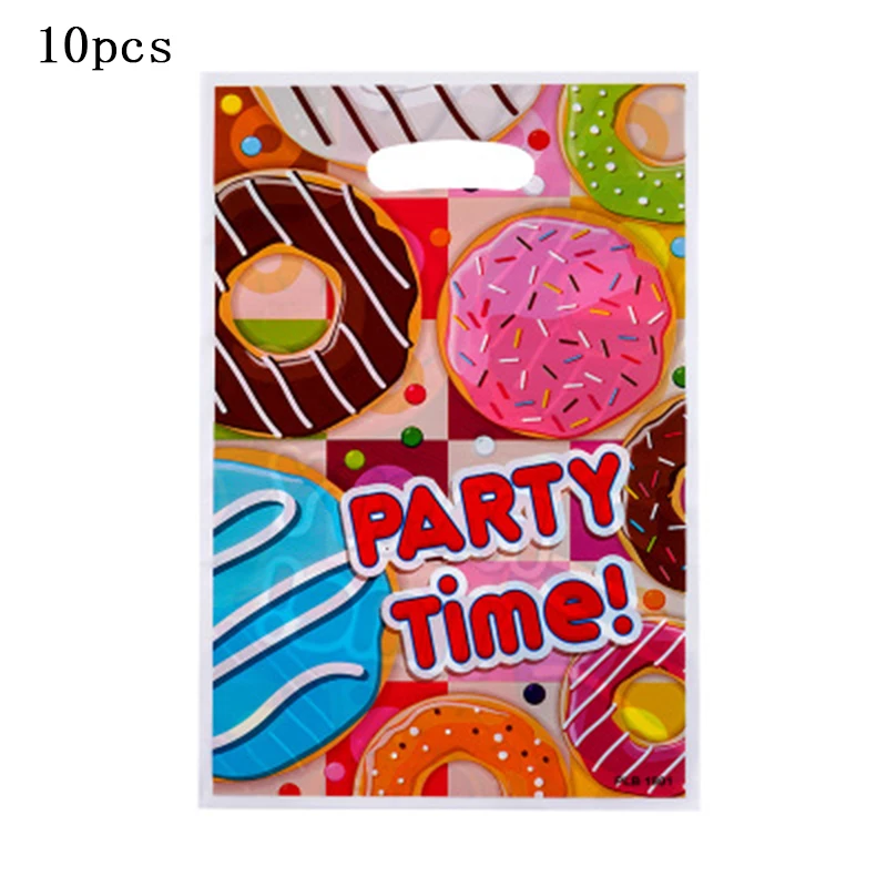 Милый мультяшный пластиковый подарочный пакет с днем рождения пончики принц