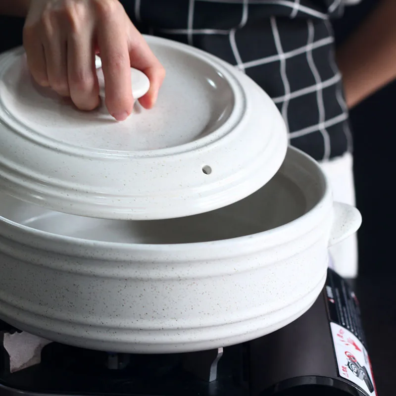 

Heat Resistant White Casserole Nordic Milk Pan Noodles Pan Casserole Clay Pot Cooking Cookware Panelas Household Products DH50SG