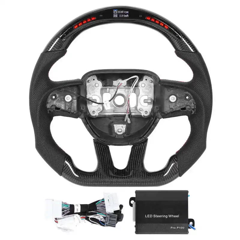 

Рулевое колесо, углеродное волокно, светодиодный дисплей фары переключения передач, подходит для Dodge Challenger/зарядное устройство SRT, HELLCAT 2015-2020