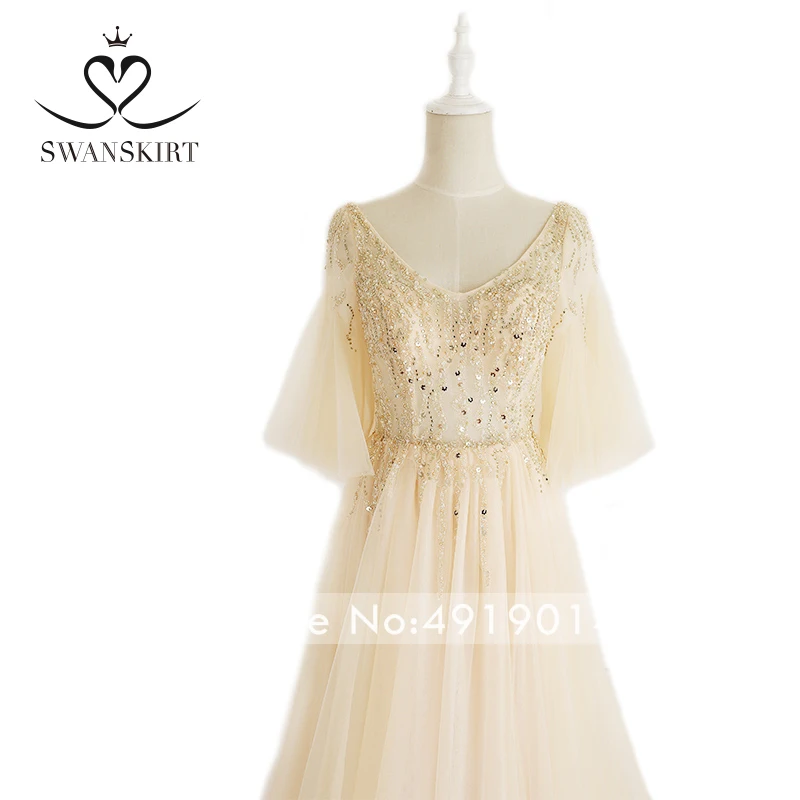 Модное Вечернее Платье трапециевидной формы с аппликацией из бисера для невесты