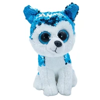 ty flippables big eyes 6 15 cm reversible sequin blue husky plush regular stuffed toy sparkling animal doll gifts for children