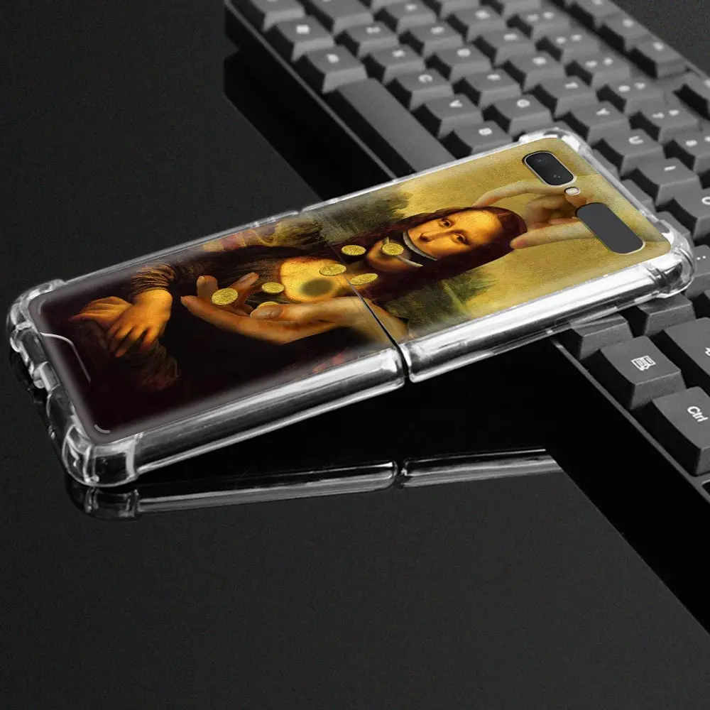 

Oil Painting Mona Lisa Phone Case for Samsung Galaxy Z Flip Samsung Z Flip 5G Airbag Shockproof Soft Silicone Cover Shell