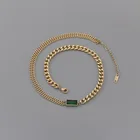 Лидер продаж, индивидуальный элегантный зеленый квадратный Асимметричный браслет с цирконом в стиле ретро для женщин и девушек