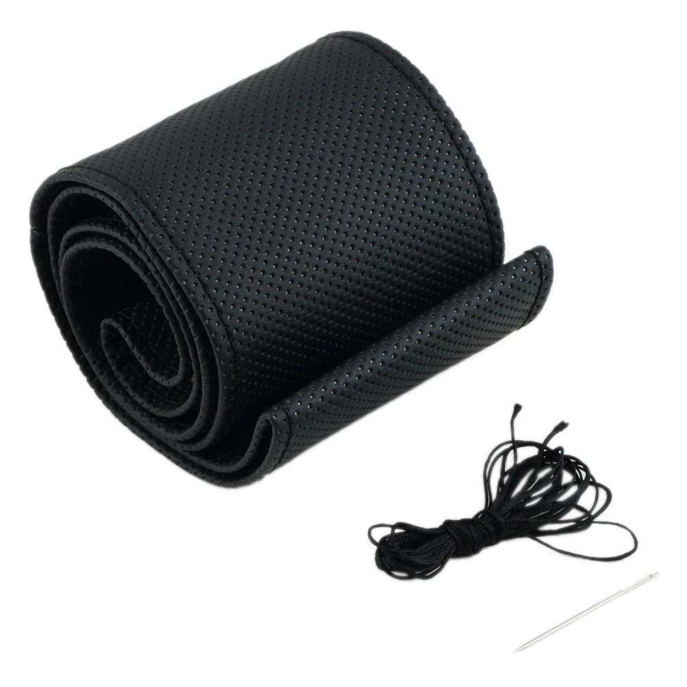 

DIYCar Steering Wheel Braid Cover Needles And Thread Artificial Leather Car Covers Suite Black Texture Soft Accessories