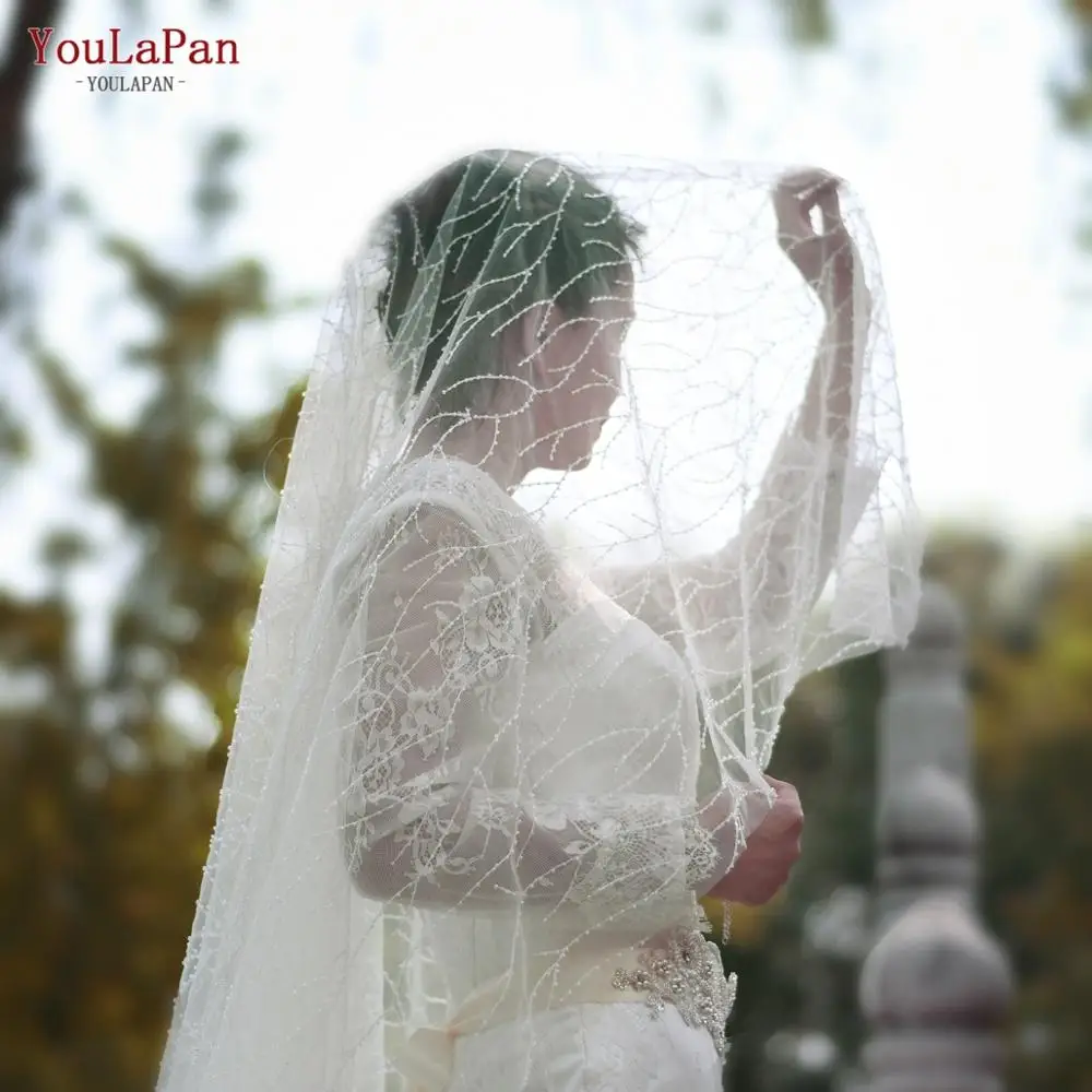 

YouLaPan V39 Fashion Appliqued Waltz Wedding Veil White Ivory Bride Tulle for Women Marriage Party 2020 New Arrival