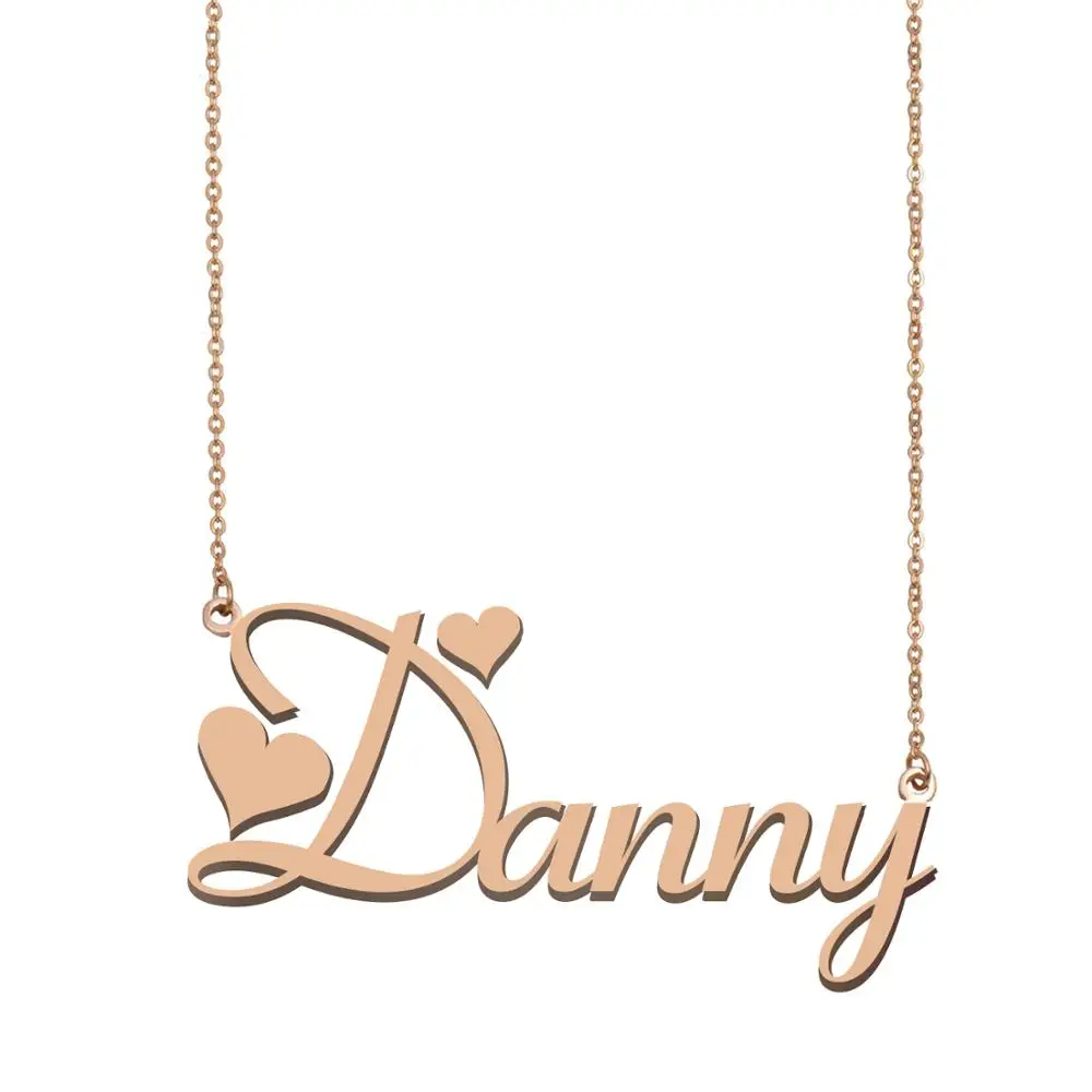 Danny Name Necklace Custom Nameplate Pendant for Women Girls Gold Best Friends Birthday Wedding Christmas Mother Days Gift