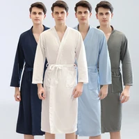 173 98 polyester summer thin sweat steam absorbent terry bath robe kimono men waffle towel bathrobe sleepwear women night gown
