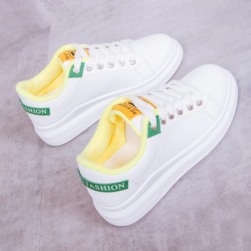 

Autumn Winter White Shoes Woman Casual Loafers Fashion Sneakers Women Warm Low-cut Shoes Ladies New High Quality Cotton Shoes