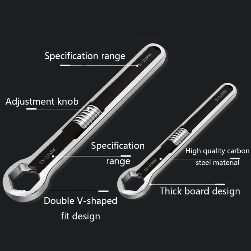 

Multifunction Adjustable Wrench Carbon Steel Double Head Spanner Universal Repair Hand Tools for Bicycle Car