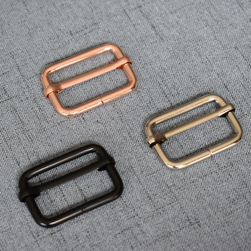 1 Pcs/Lot 32mm Metal Thickness Shoulder Leather Bag Strap Belt Web Rectangle of 3 different colors Slider Adjustable Buckle