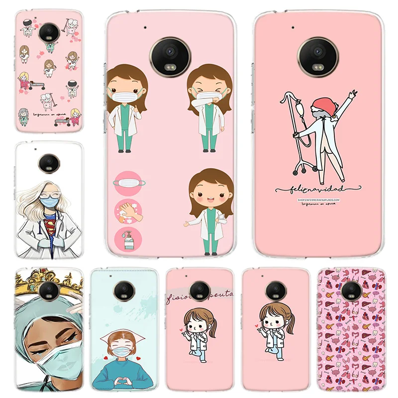 

Cartoon Medicine Doctor Nurse Phone Case For Motorola Moto One Fusion Plus Vision G9 Power G8 G7 Play G6 G5 G5S E6 Cover Case