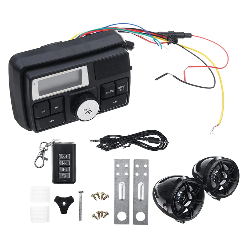 

Motorcycle Studio Audio Sound System Stereo Speaker FM Radio MP3 Music Player With Anti-theft Alarm System Remote Control