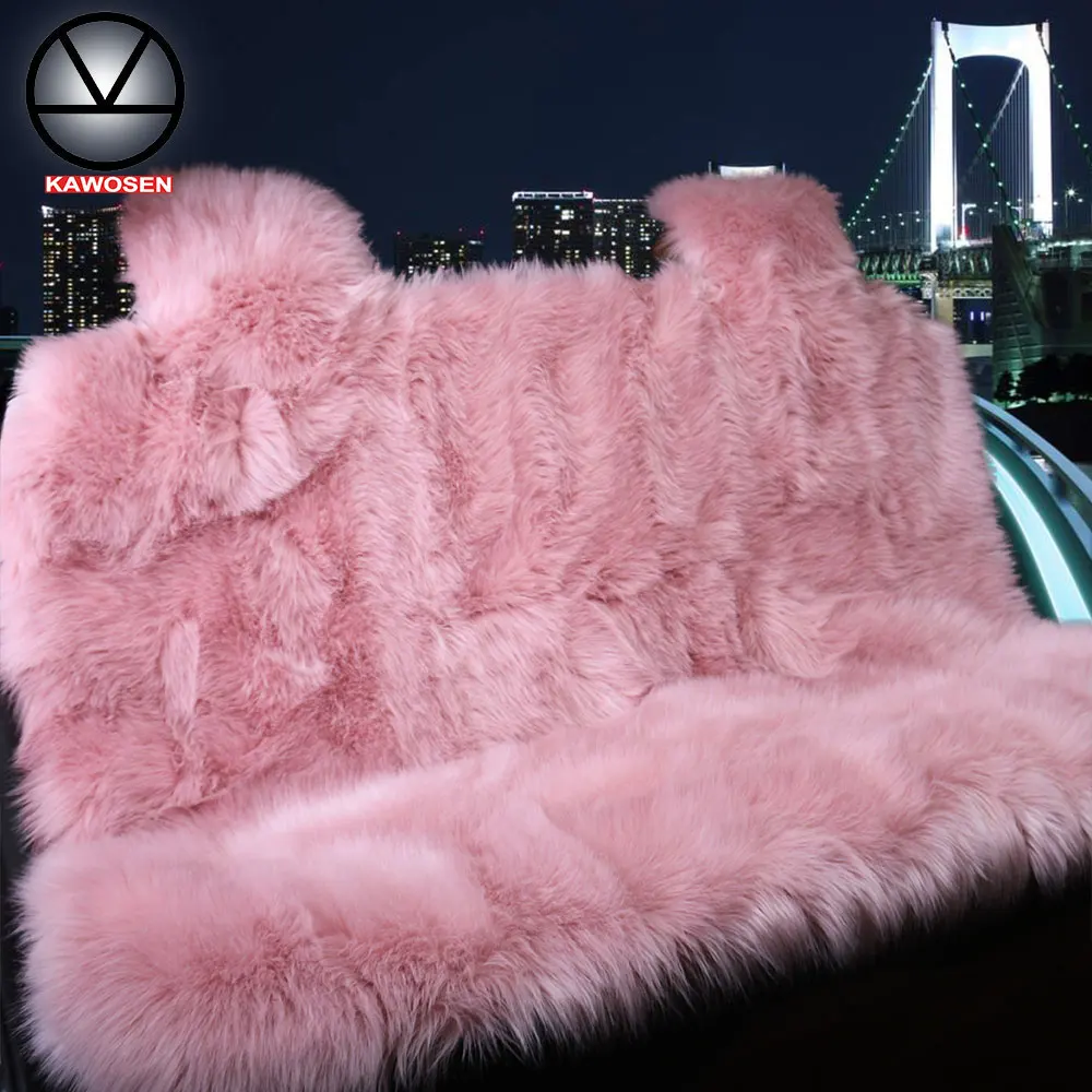 

KAWOSEN Faux Fur Warm Car Back Seat Cover Artificial Plush Black Cute Car Rear Seat Covers Fundas Coche Asiento Universal LFFS02