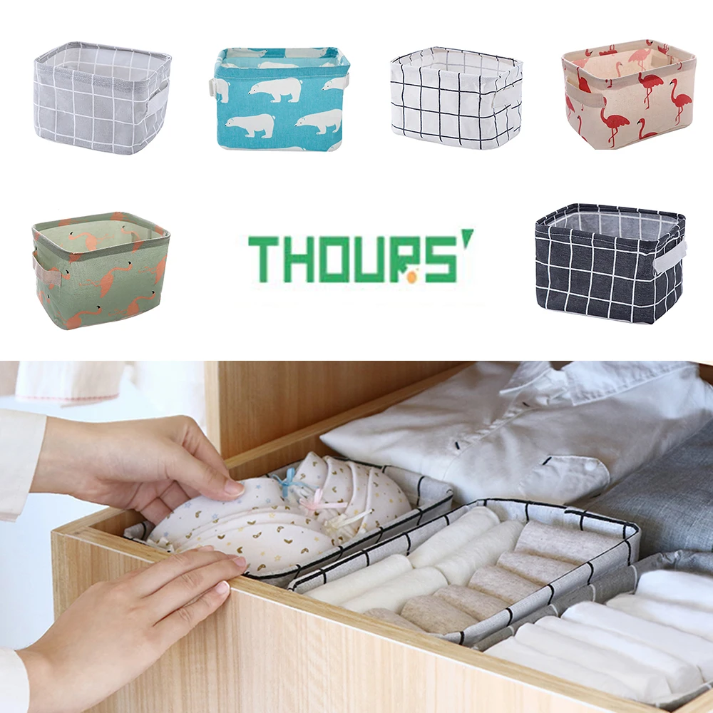 Настольный хлопковая и льняная домашняя корзина для хранения косметики игрушки