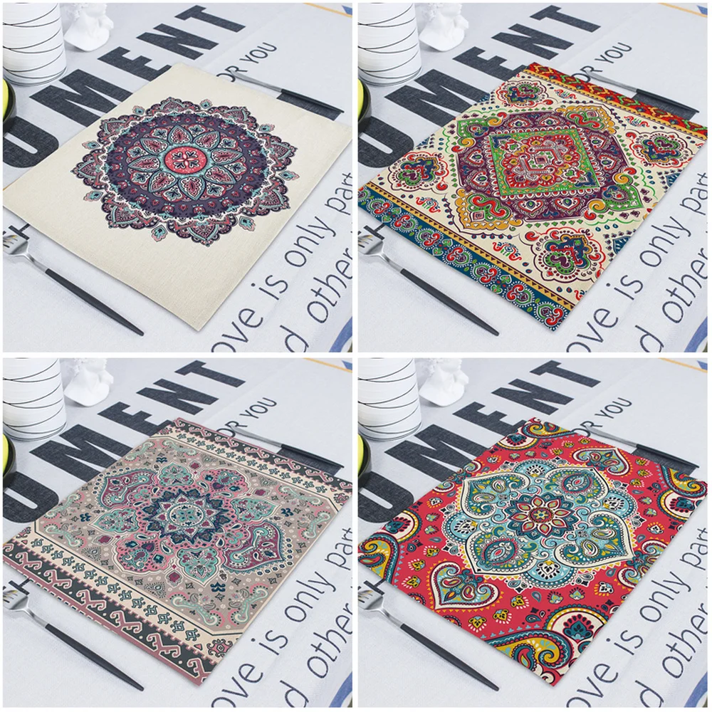 Квадратные столовые приборы в стиле бохо абстрактные геометрические