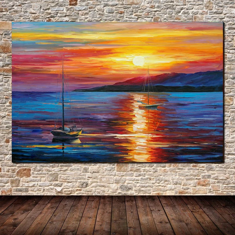 Морская и парусная картина маслом на холсте Настенная для дома декорация декор
