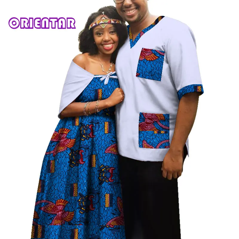 20 Traditional African Clothes for Couples Men Women African Print Long Dress Tops T Shirt Casual Ball Gown Lover Clothing WYQ181 - Цвет: 20
