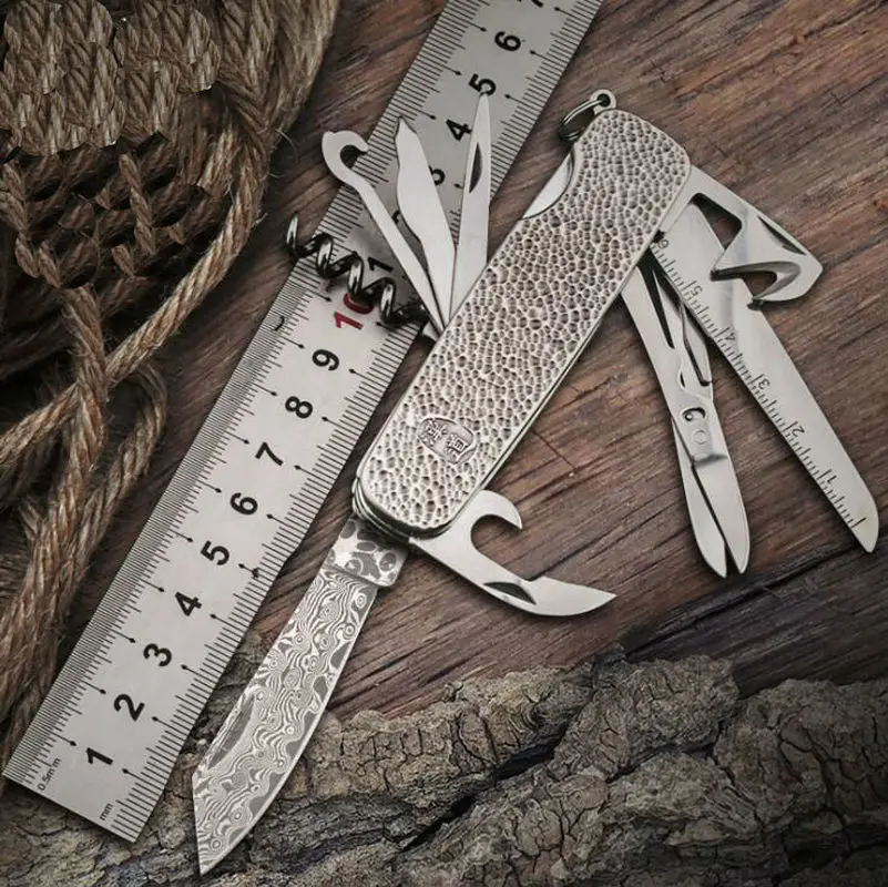 Hx нож для выживания на открытом воздухе из дамасской стали Многофункциональный