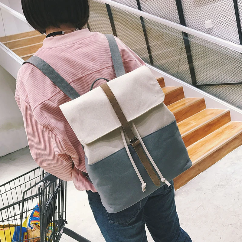

Canvas Schoolbag Female New Harajuku Ulzzang Korean Version High School College Student Backpack Campus Large-capacity Backpack