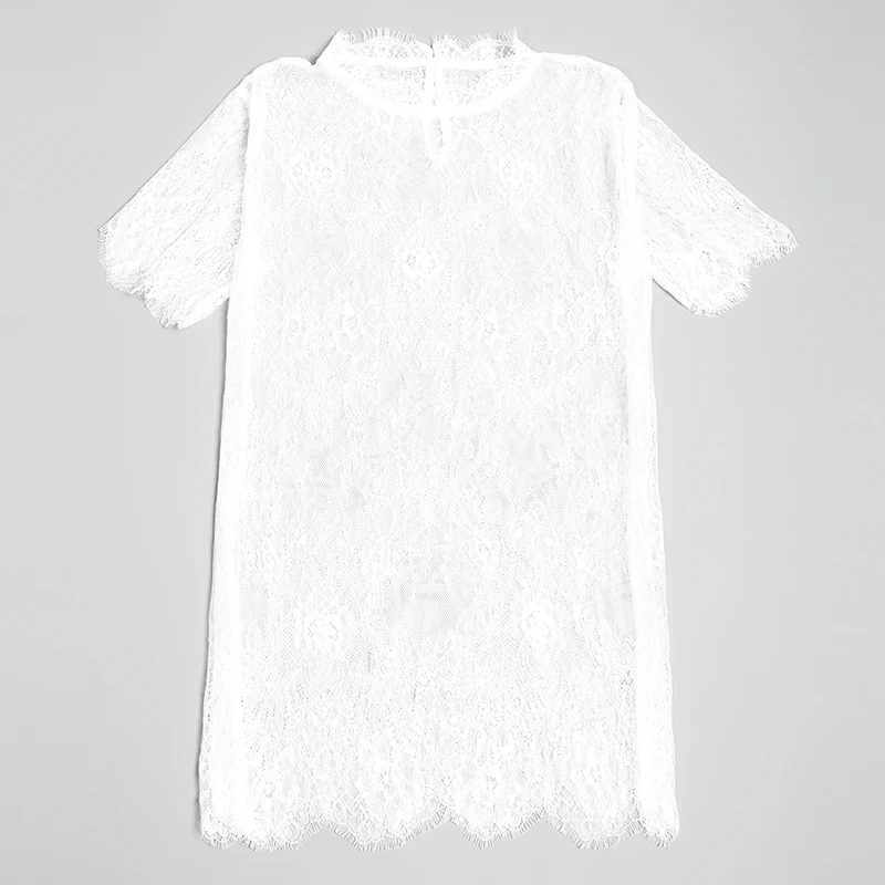 

XITAO Perspective T Shirt Fashion New Women Pullover Goddess Fan Casual Mesh Lace Backless Thin Minority Sexy Elegant TeeWLD6249