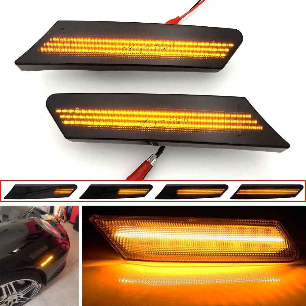 

2X LED Dynamic Turn Signal Sequential Side Marker Indicator Light For Porsche 997 (911) Carrera 4/S/4S/GTS 2005-2012