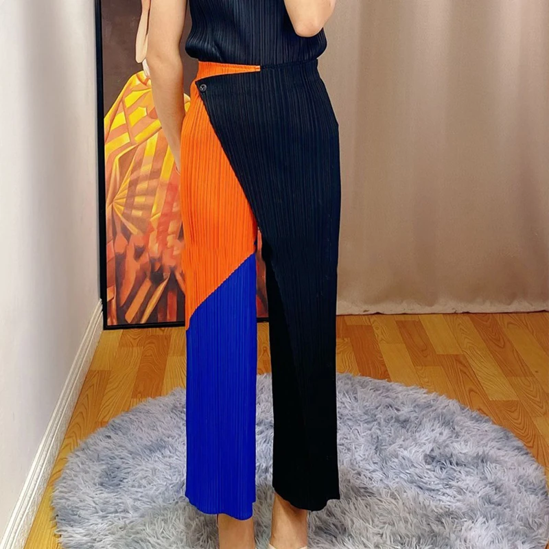 LANMREM 2021 New Spring Women Pants High Waist Loose Causal Pleated Trousers Elegant Office Lady Ankle-Length Pants 2A7011