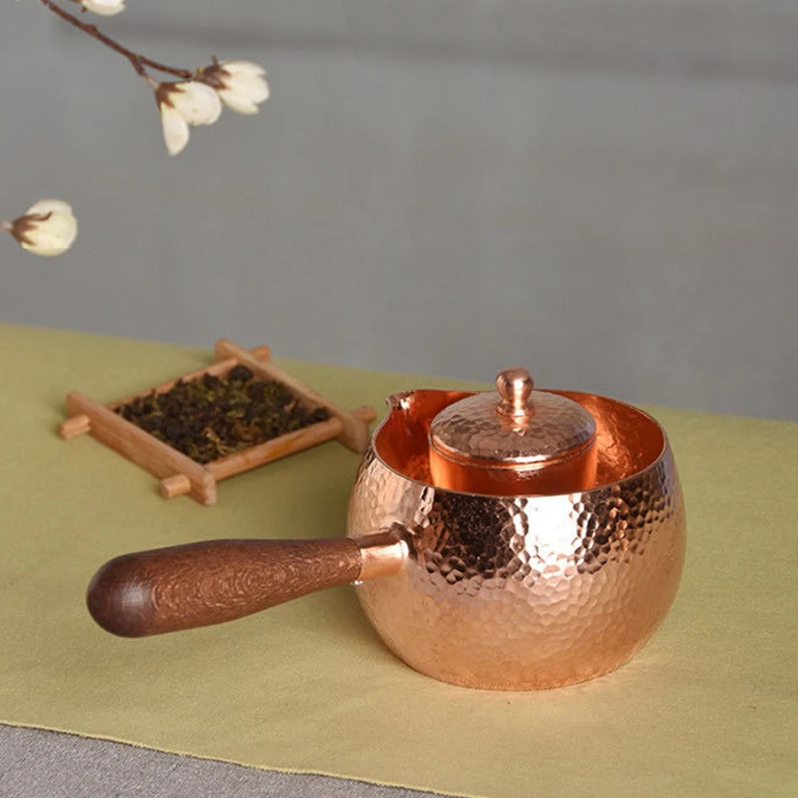 

Handcraft Pure Copper Teapot Kettle Coffee Tea Pot with Handle Water Boiler Hammer Pattern Drinkware
