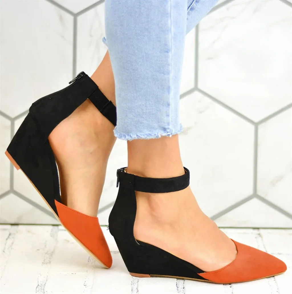 Женские босоножки на танкетке 2020 летние женские с острым носком для девочек