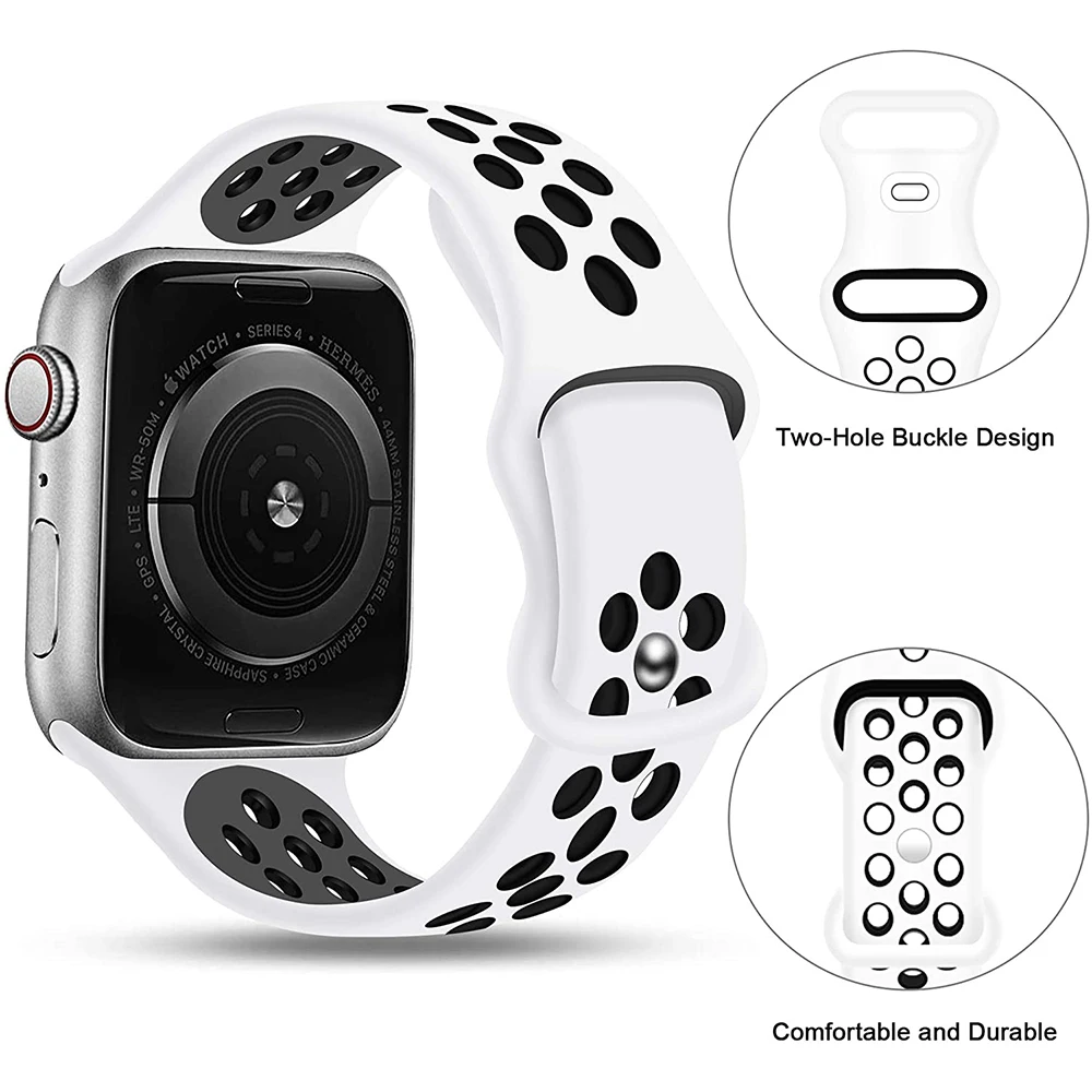 Silicone Strap For Apple Watch band 44mm 40mm 38mm 42mm 44 mm soft Breathable watchband correa bracelet iWatch 3 4 5 6 se band