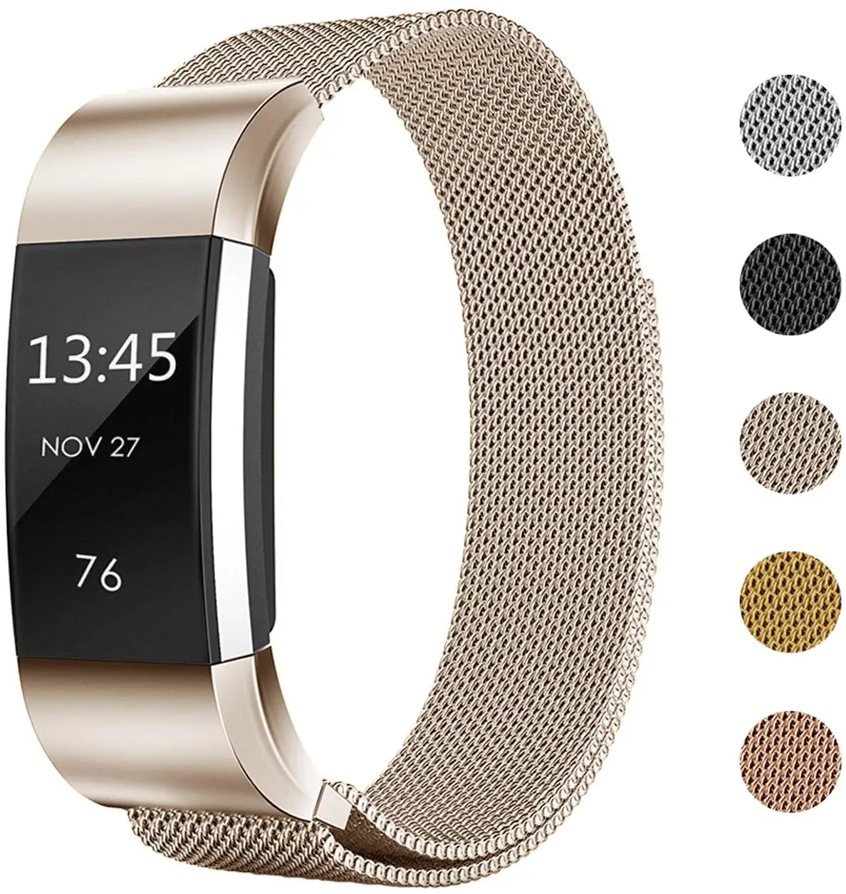 

Replacement Bands Compatible with Fitbit Charge 2, Stainless Steel Metal Lock Replacement Wristband for Women Men (Small)