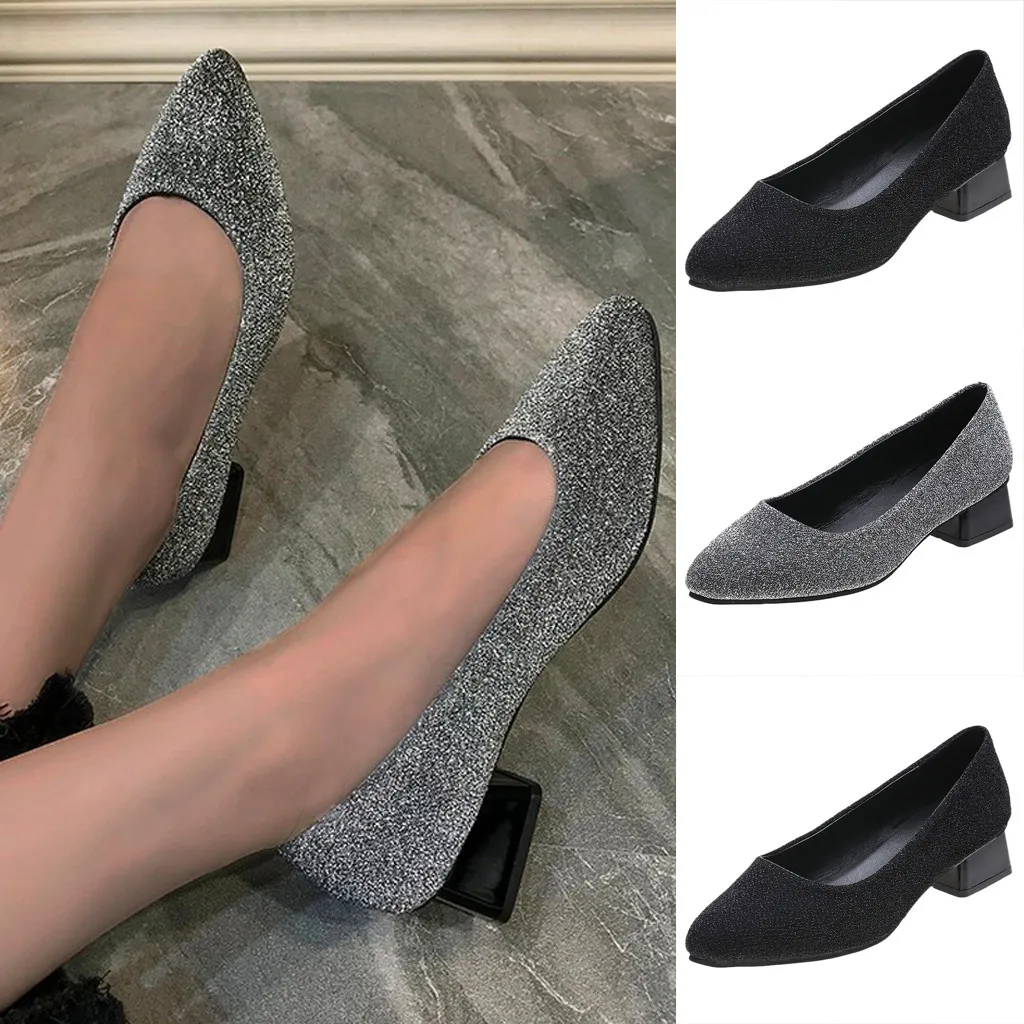 

Women's Single Shoes Pointed Shallow Mouth High Heeled Large Size Casual Shoes
