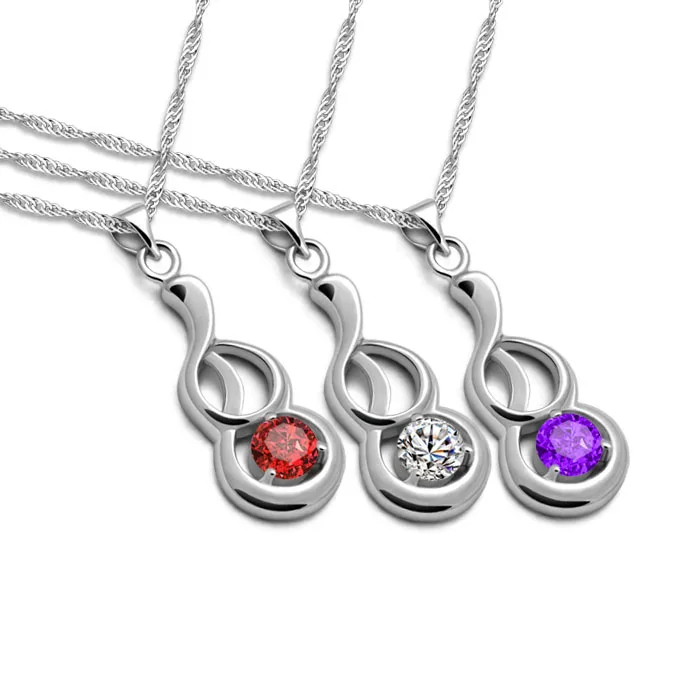 Новое ожерелье серебряного цвета Женская мода инкрустированный цирконом Кулон