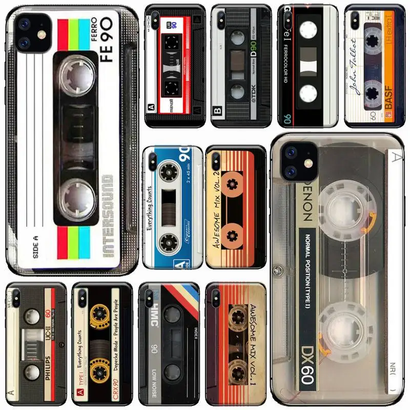 

Vintage Cassette tape retro style Phone Case For iphone 7 8 12 11 XR XS pro Max Mini plus Soft silicone cover shell funda