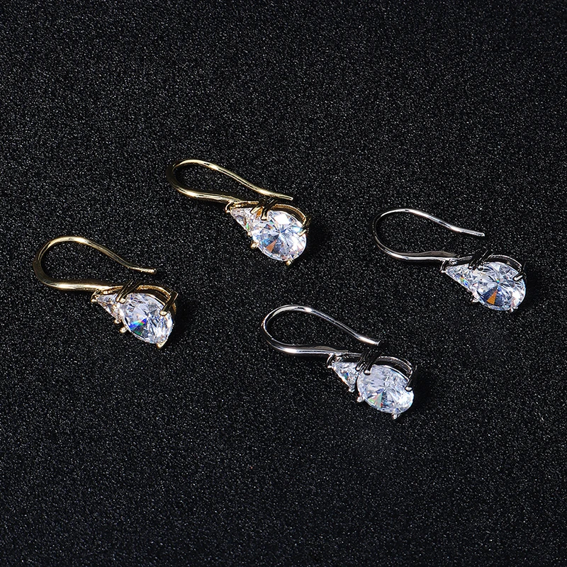 QYY мода кубического циркония воды свисающие серьги для женщин серебро Цвет