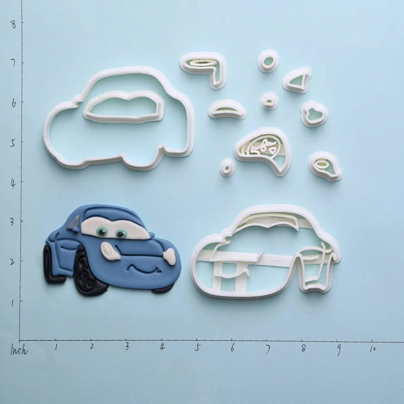 Пластиковые формы для украшения и нарезки печенья в гоночной машине с 3D принтом