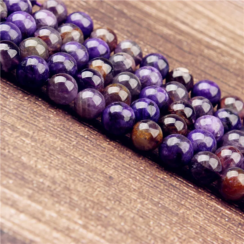 Lanli 6/8/10mm fashion natural Jewelry Charoite loose beads DIY Men and women bracelet necklace ear stud Accessories | Украшения и