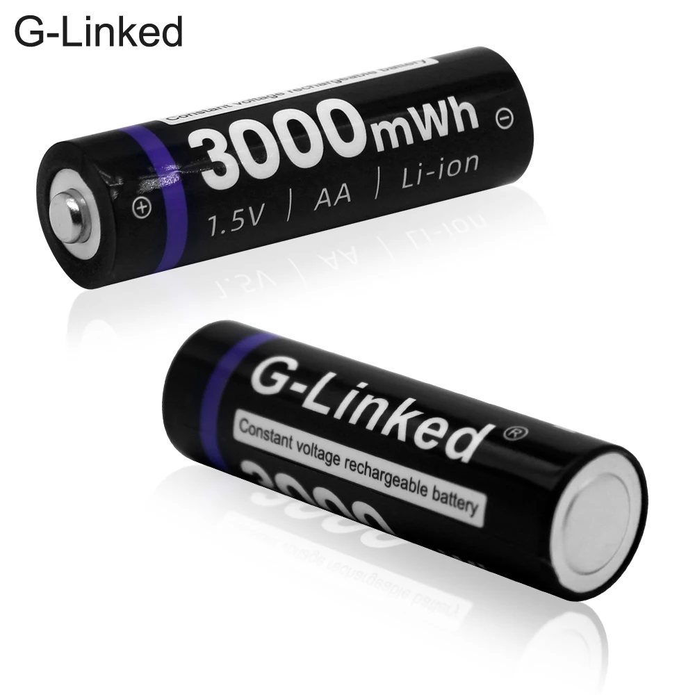 G-линкд 1 5 V AA li-ion батарея 2A 3000mWh литий-ионный полимерный перезаряжаемый
